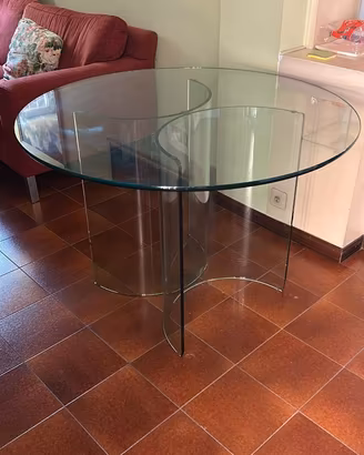 Tavolo in cristallo curvato Ø 110 cm