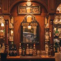 specchio e insegna con orologio BIRRA