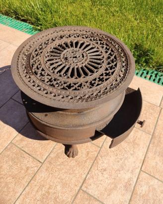 Braciere vintage inizio 900 in ghisa decorato