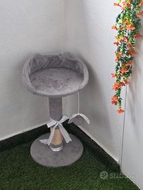 Tiragraffi con cuccia per gatti – grigio elegante