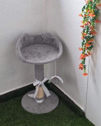 Tiragraffi con cuccia per gatti – grigio elegante