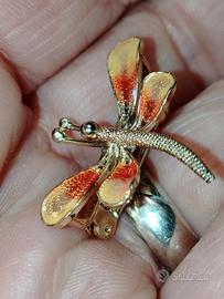 spilla libellula argento vintage