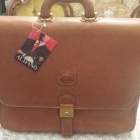 Borsa per ufficio in vera pelle color cuoio