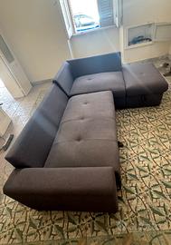 Divano letto con chaise longue contenitore