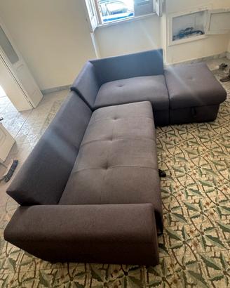 Divano letto con chaise longue contenitore