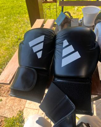 Guanti Box 12 oz Adidas e Caschetto Leone