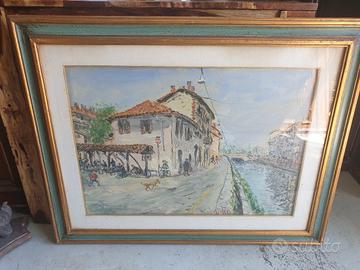 Quadro dipinto Naviglio di Milano 