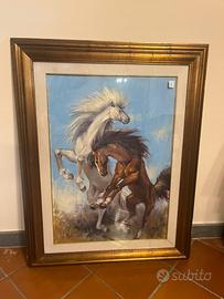 Quadro olio su tela “stalloni in combattimento”
