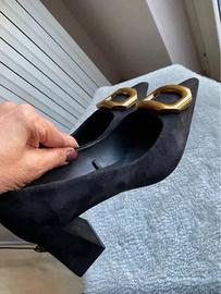Scarpe scamosciate nere fibbia dorata N.36 ZARA