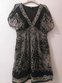 abito estivo nero e beige #Anglie con fodera
