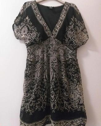 abito estivo nero e beige #Anglie con fodera