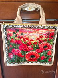 borsa in iuta decorata a mano 