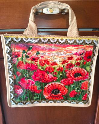 borsa in iuta decorata a mano 