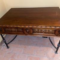 Tavolo Intarziato Antico Stile Notarile