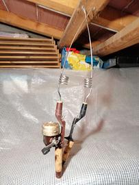 canne pesca acciaio con mulinello  vintage