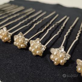 Set di forcine capelli sposa perle e strass
