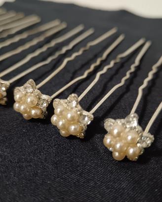 Set di forcine capelli sposa perle e strass