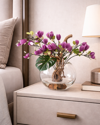 AMETISTA – Magnolia Artificiale, vaso in vetro