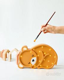 Two N Lampada Artigianale Legno Led Orso