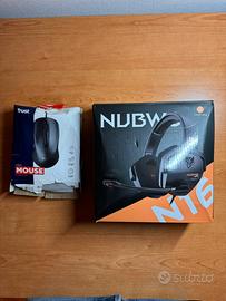 Cuffie Gaming Nubwo N16 + Mouse Trust Nuovi