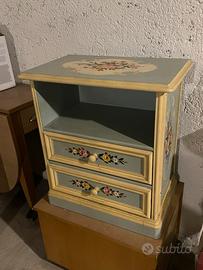 Mobile cassettiera legno shabby decorato mano