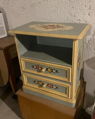 Mobile cassettiera legno shabby decorato mano