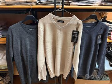 set tre maglioni uomo scollo a v m/l nuovi