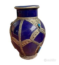 Vaso blu e argento
