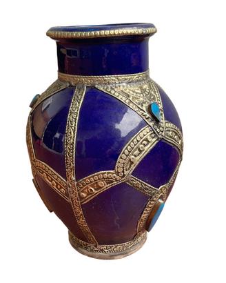 Vaso blu e argento