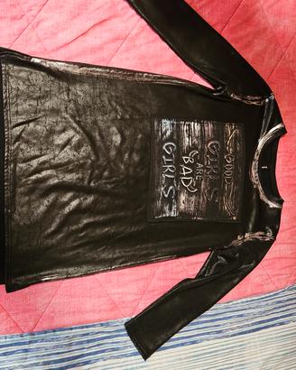 Vestito Nero Lucido Maniche Lunghe Venti6