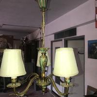 Lampadario ottone con smalti dipinti a mano
