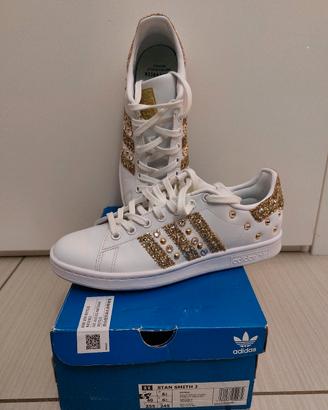 Scarpe Adidas stan smith gold glitter & borchie