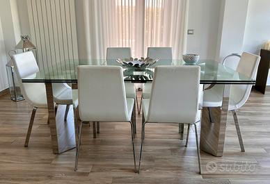 Tavolo Calligaris “Tower “ in cristallo ed acciaio