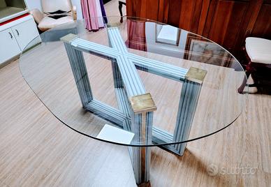 Tavolo sala cucina soggiorno piano ovale vetro
