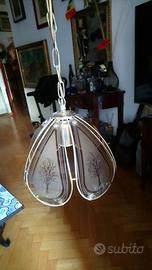 Lampadario lanterna vintage 1 luce metallo e vetro