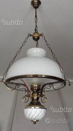 Lampadario grande in vetro e ottone