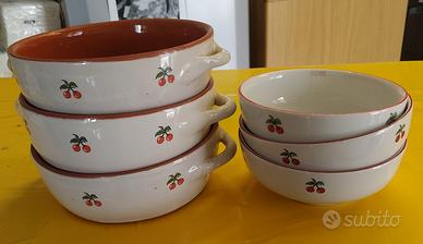 3 CIOTOLE in TERRA COTTA + 3 SCODELLE in CERAMICA