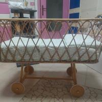 culla in vimini con materasso