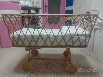 culla in vimini con materasso