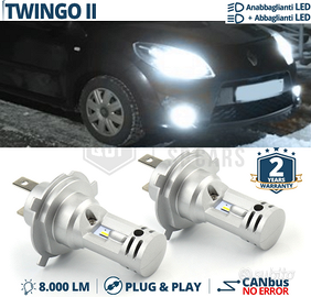 Lampadine LED H4 per RENAULT TWINGO 2 Luce Bianca