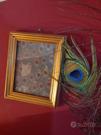 Cornice legno foglia oro vintage occhio pavone di