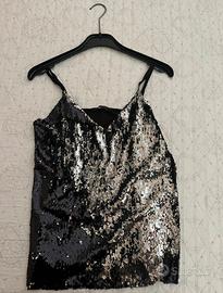 Canotta bicolore paiettata