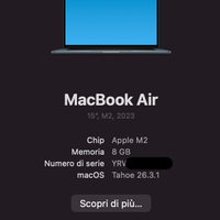 MacBook Air 15 M2 2023 – Scatola e fattura