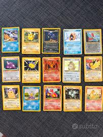Carte pokemon 15 pz prime edizioni bellissime rare