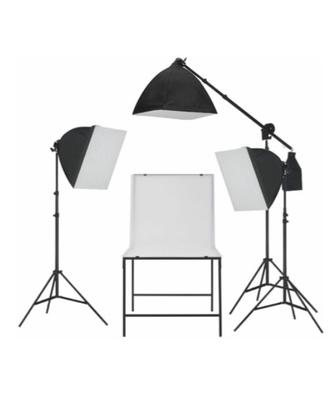 vidaXL Kit di luci softbox e tavolo fotografico