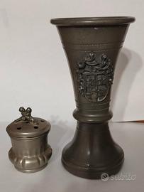 VASO + INCENSIERE in peltro con marchio