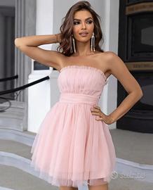 Abito con spalle scoperte e gonna in tulle tg. XS