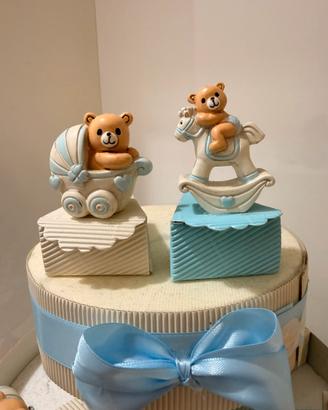 Bomboniere nascita/battesimo celesti con orsetti