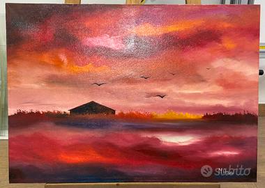 Quadro ad olio su tela Mario Arseni50x70 paesaggio