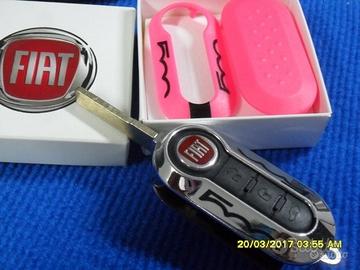 COVER CHIAVE COMPLETA GUSCIO PER FIAT 500 DELTA PUNTO EVO PANDA BRAVO  TELECOMANDO 3 TASTI